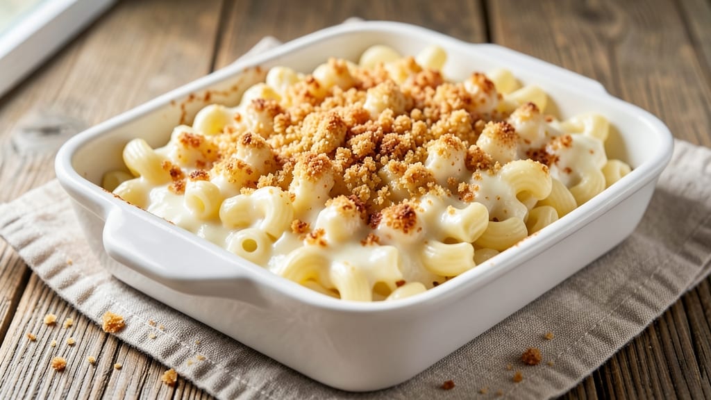 Campbell's White Cheddar Mac and Cheese Recipe: Crispy Breadcrumbs Over Ultra-Smooth Cheese