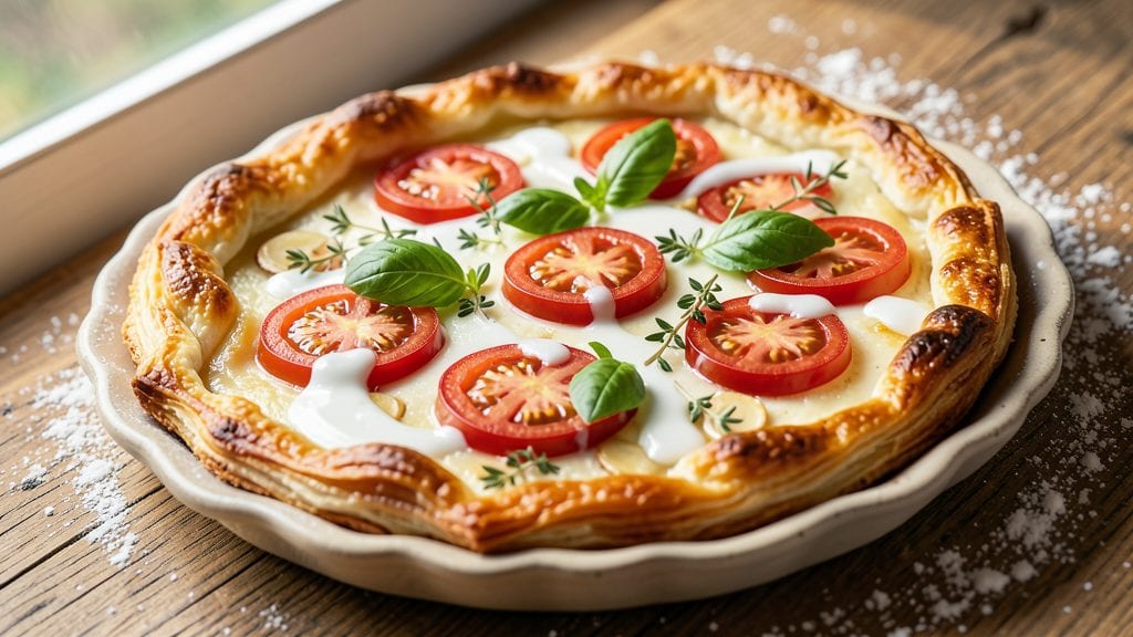 Goats Cheese and Tomato Tart Recipe: Flaky Pastry Crust With Herbed Cream Magic