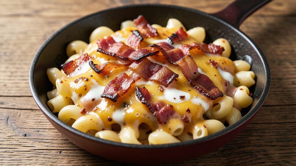Pepper Belly Pete's Mac and Cheese Recipe: Smoky Bacon Crunch Over Velvety Tomato Swirls